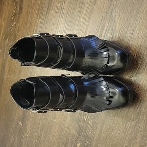 ASOS black patent leather boots Size 8